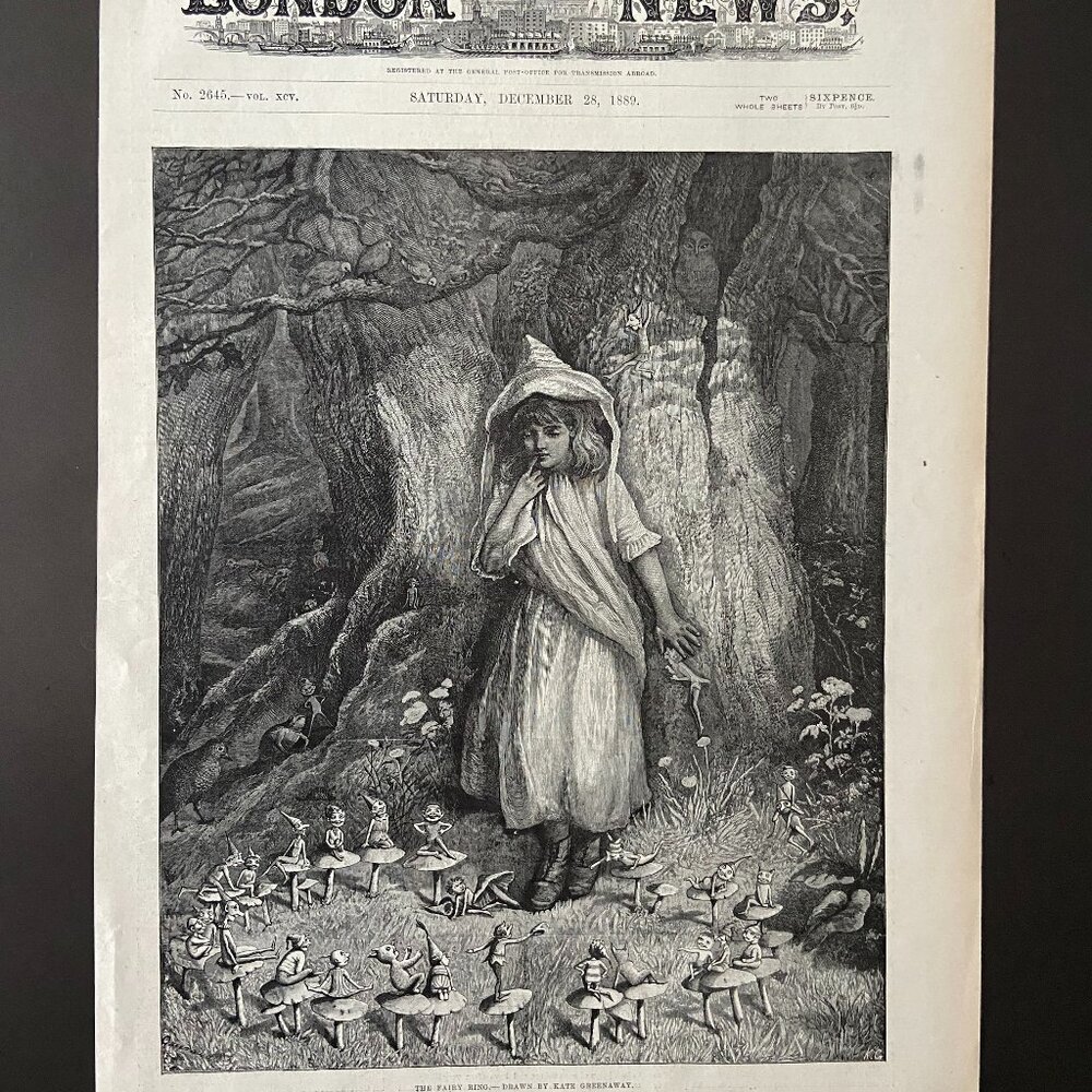 Kate Greenaway, The Fairy Ring, Antique Art Print